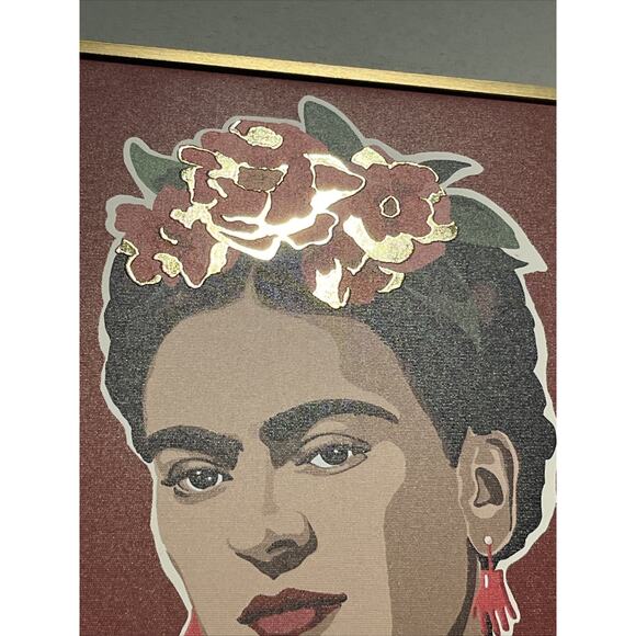 Beautiful Frida Kahlo Framed Wall Art Painted Canvas Gold Frame Mexican Pop Art! - Picture 5 of 10